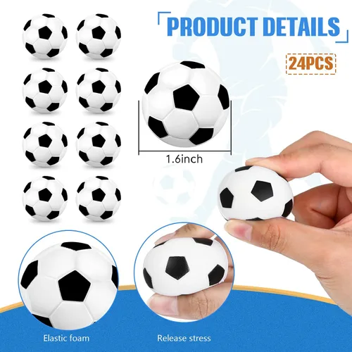 Miniatura 3 de Juego de 48 piezas de suministros de fiesta de fútbol, 24 pulseras inspiradoras de fútbol, 24 mini bolas de espuma antiestrés para deportes, fiesta