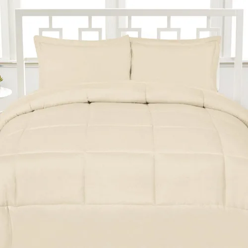 Miniatura 10 de Lujosa ropa de cama de microfibra cepillada con punto de caja suave y alternativa al plumón, matrimonial, color negro