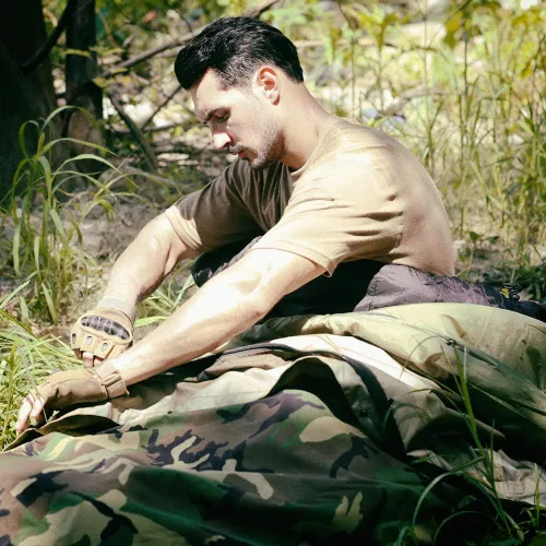 Miniatura 8 de MT Sistema de sacos de dormir modulares militares del ejército, múltiples capas con cubierta Bivy para todas las estaciones, bosque/multicámara