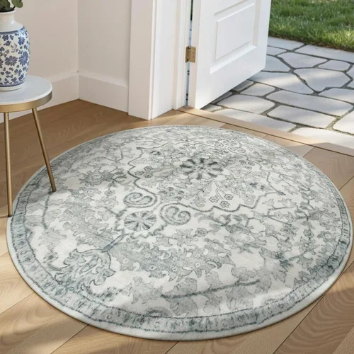 Miniatura 58 de Lahome Alfombra bohemia con medallón floral, 4 x 6 pies, color verde azulado, suave, lavable, antideslizante, apta para mascotas, alfombra