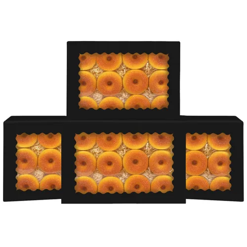qiqee Caja de galletas negra autodesplegable con ventana, 24 unidades, 14 x 10 x 2.5 pulgadas, caja de pastelería para pastelería y macarrones para