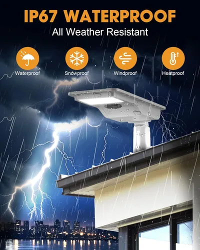 Miniatura 8 de Luz solar de seguridad para exteriores, 2800 pies cuadrados luz de inundación LED súper brillante con sensor de movimiento, IP67 impermeable