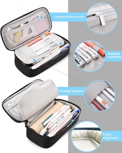 Miniatura 6 de YOKUMA Estuche para lápices, bolsa de lápices de gran capacidad, caja de lápices con cremallera estética, suministros de regreso a clases