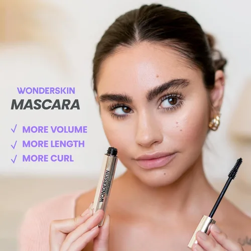 Miniatura 4 de Wonderskin Máscara de pestañas negra para volumen, longitud y rizo, alargamiento, voluminización y maquillaje de pestañas a prueba de manchas