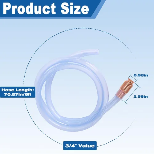 Miniatura 2 de Manguera de sifón de gas de 3/4 pulgadas, sifón agitador para transferencia de gasolina/combustible/agua, manguera autocebante de seguridad de 6 pies