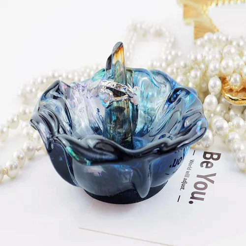 Miniatura 3 de Molde de soporte de anillo de resina, 2 moldes de silicona con forma de rosa para resina, moldes de silicona para almacenamiento de joyas