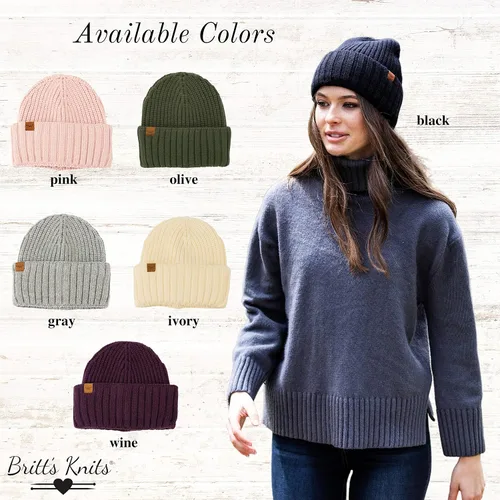 Miniatura 4 de Britt's Knits Gorro de punto para mujer Mainstay para clima frío, doble capa, estilo clásico, con puños, talla única
