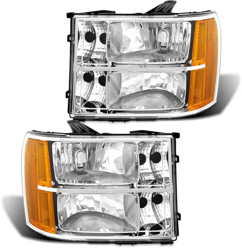 Miniatura 10 de para Sierra 1994-1998 Conjunto de Faros compatible con GMC C10/Sierra/Suburban/Yukon 1994-1998 con Parachoques y Esquina Carcasa Cromada