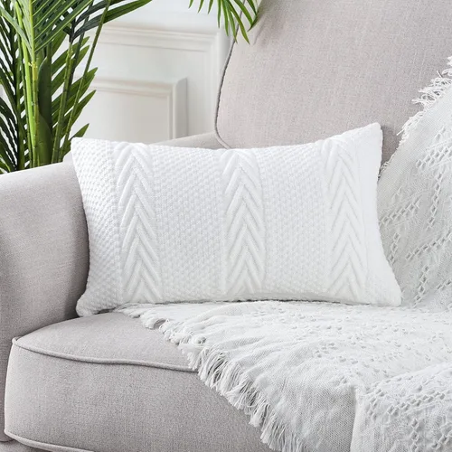 Miniatura 9 de MANDIOO Fundas de almohada decorativas de punto de algodón, suaves y acogedoras, fundas de cojín para exteriores, fundas de almohada modernas
