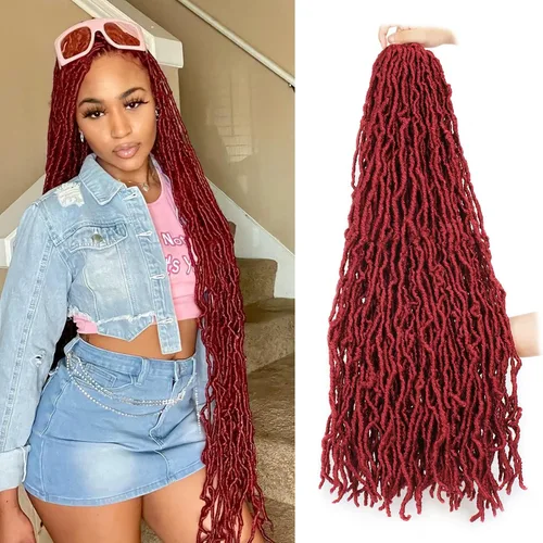 Miniatura 9 de Leeven Nuevas Trenzas de Ganchillo de Cabello con Locs Falsos Suaves de 24 Pulgadas de Largo Locs de Diosa Desgastados 6 Paquetes Negro Natural