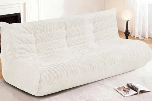 Miniatura 80 de Puf para adultos, silla puf grande, sillón con relleno de espuma viscoelástica para el hogar, apartamento o sala de juegos, gris afelpado Felpa gris