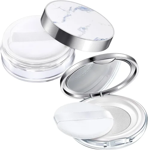 Miniatura 8 de Cunhill Recipiente de polvo suelto de 2 piezas con soplo de 0.17/0.7 onzas, estuche vacío de plástico reutilizable, portátil, contenedor de polvo