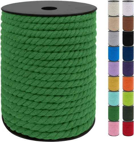 Miniatura 32 de JeogYong Cordón de macramé de 8mm, cuerda de lana de macramé de algodón natural de 131 pies, cordón de algodón trenzado de 3 hebras, hilo de macramé