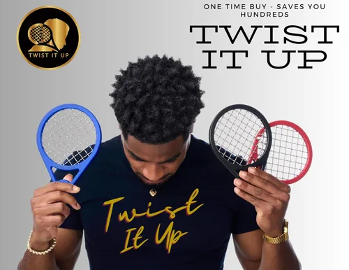 Miniatura 2 de Peine Twist It Up (Negro Bond) - Alternativa para las esponjas para el cabello, crea rizos y torciones para hombres de color, diseño de raqueta