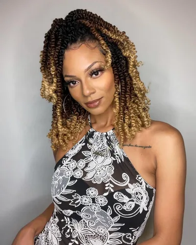 Miniatura 12 de ZRQ Paquete de 8 paquetes de cabello corto pretrenzado Bob Passion Twist con extremos rizados, 10 pulgadas, cabello negro preenrollado, 12
