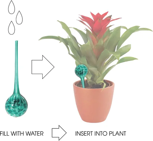 Miniatura 4 de Juego de 3 globos de riego de plantas, para interiores y exteriores, coloridos vidrios soplados a mano multicolor para uso diario