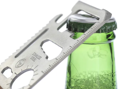 Miniatura 7 de SE Herramienta de bolsillo de supervivencia de acero inoxidable de 11 funciones, compacta, multiherramienta de tamaño de tarjeta de crédito