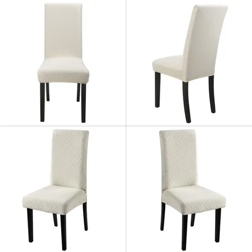 Miniatura 6 de Fundas para silla de comedor Yisun, fundas elásticas para silla de comedor, funda protectora para silla de comedor, mezcla de poliéster, Beige