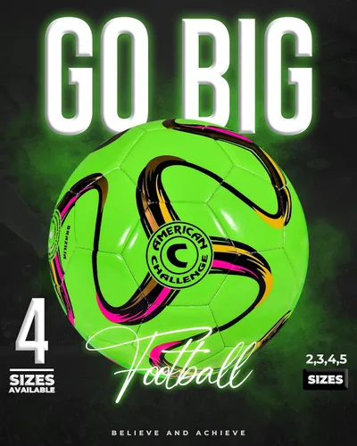Miniatura 4 de American Challenge Brasilia - Balón de fútbol – Tamaños 5, 4, 3 y 2 – Balón de fútbol de entrenamiento para jóvenes y adultos para práctica