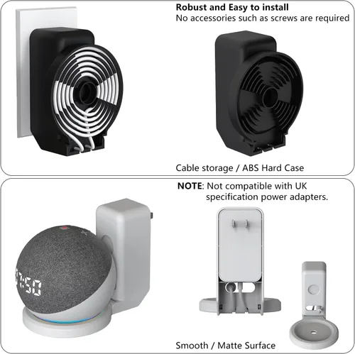 Miniatura 5 de BEWZI - Soporte de pared para Amazon Echo Dot 5ª generación (versión 2022) con almacenamiento de cables, fácil de instalar y ahorra espacio