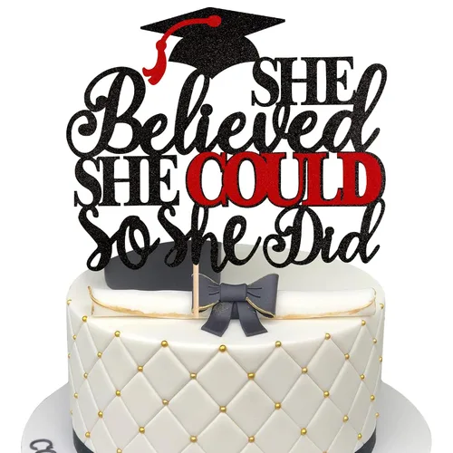 Miniatura 8 de 1 pieza de decoración para tartas con tapa de graduación con purpurina para la clase de 2026, decoración de pastel de graduación para graduación