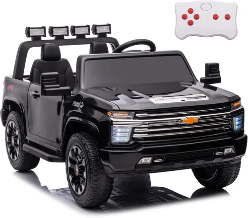 NEWQIDA Coche eléctrico de 24 V para niños con control remoto, licencia Chevrolet Silverado HD, batería de 7ah, vehículo de juguete tipo Ride-on