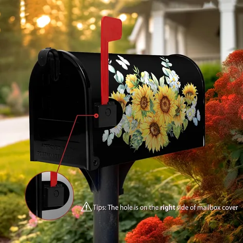 Miniatura 2 de Funda para buzón de verano magnética, girasol de verano impermeable, fundas para buzón de primavera, mariposas florales, buzón de poste, cubiertas