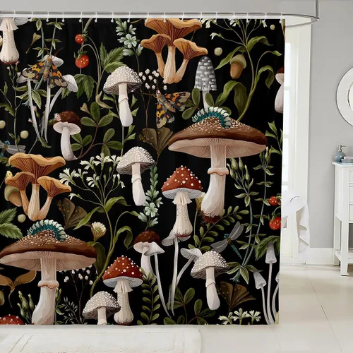 Miniatura 42 de Castle Fairy Cortinas de ducha con hojas de ginkgo, cortina de baño botánica de naturaleza verde, tela de plantas de acuarela, juego de decoración