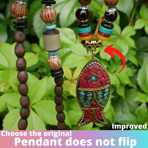Miniatura 5 de DREMINOVA - Collares de cuentas para mujer, colgantes largos de madera para mujer, collar de cuentas de madera
