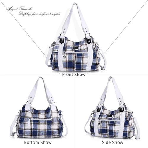 Miniatura 191 de Angel Barcelo - Bolsa de hombro amplia para mujer, diseño Hobo, cuero lavado