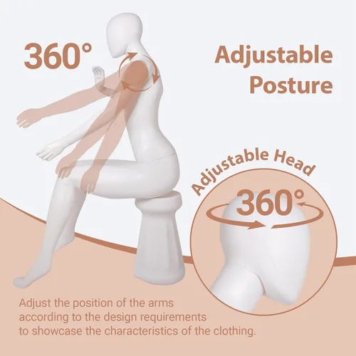 Miniatura 5 de Kinfant Maniquí femenino de medio cuerpo blanco, elegante maniquí femenino con base estable, pantalla de forma de vestido de manne quin, maniquíes