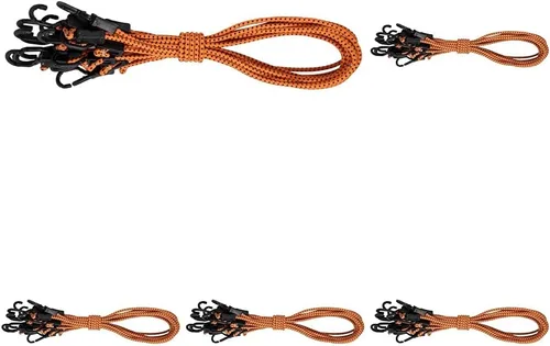 Miniatura 14 de Kotap MABC-18 Cuerdas elásticas ajustables multiusos con ganchos, 18 pulgadas, naranja/negro, 10