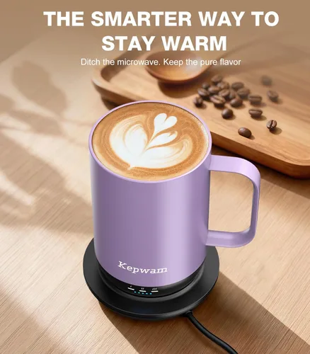 Miniatura 7 de Kepwam Taza de Café Autocalentante T1, Taza de Café Recargable Calentada de 16oz, Taza de Café Inteligente con Calentamiento Controlado por
