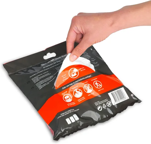 Miniatura 3 de Bolsas de basura Brabantia PerfectFit (Tamaño V/0.5-0.8 Gal) Bolsas de plástico gruesas para bote de basura con asas de cordón (40 Bolsas)