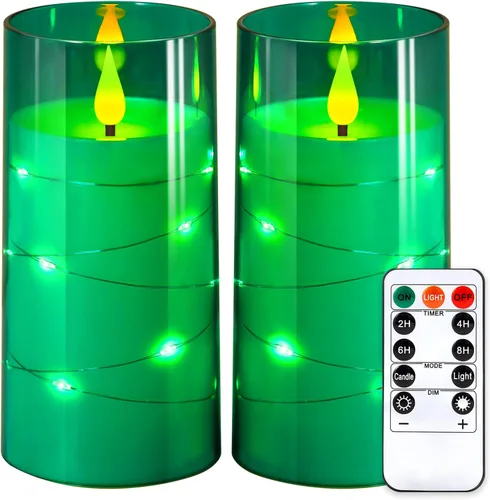 Miniatura 7 de NURADA Velas parpadeantes sin llama: luces de cadena de estrella incorporadas, velas LED de mecha 3D acrílicas que funcionan con pilas, con control
