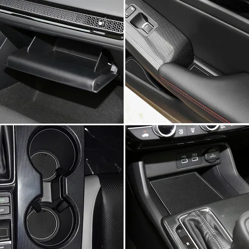 Miniatura 2 de Accesorios para Honda Civic 2022 2023 2024 2025 2026 11ª Generación Sedán Inserto de Portavasos Forro de Consola Central Alfombrillas de Ranuras