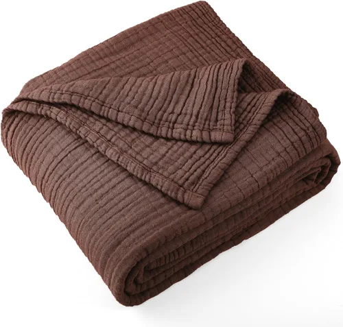 Miniatura 11 de Carriediosa Manta de muselina de 100% algodón, tamaño XL, de 50" x 70", 4 capas, para verano, para cama y sofá, suave, ligera, transpirable, sábanas