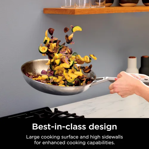 Miniatura 8 de Ninja EverClad - Sartén de acero inoxidable de grado comercial de 26 cm, sartén tricapa, apta para horno hasta 600°F, compatible con todas