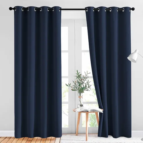 NICETOWN - Paneles de cortinas opacas para tratamiento de ventana, con aislamiento térmico, ahorro de energía, con ojales, lisos, para sala de estar