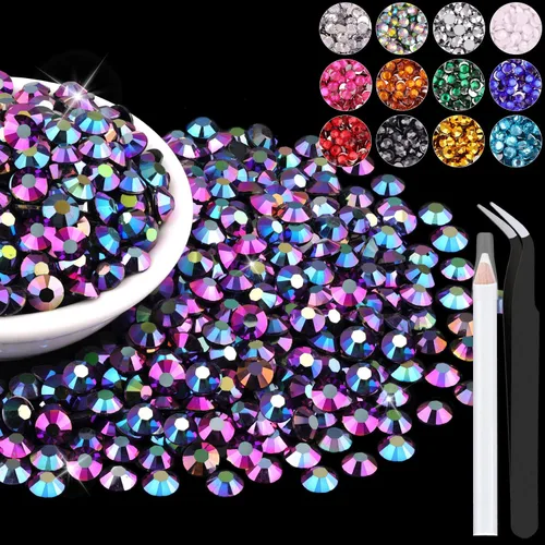 Miniatura 92 de 12000 diamantes de imitación de resina de 0.079 pulgadas a granel para manualidades (transparente), cristales deslumbrantes con parte trasera plana