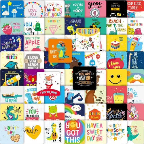 Fantasyon Notas para la lonchera para niños, 60 unidades, lindas tarjetas de almuerzo inspiradoras, notas motivacionales para el almuerzo, regalos