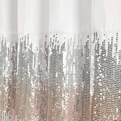 Miniatura 3 de Lush Decor Cortina de Ducha Night Sky, Individual, 72" An x 72" L, Blanco y Rubor - Cortina de Ducha con Lentejuelas - Cortina de Baño con Brillos