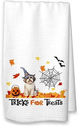 Miniatura 8 de Studio 9Thirty3 Trucos para golosinas Shih Tzu Toalla de cocina de Halloween, decoración de otoño Shih Tzu (toalla blanca, Shih Tzu sin nombre)