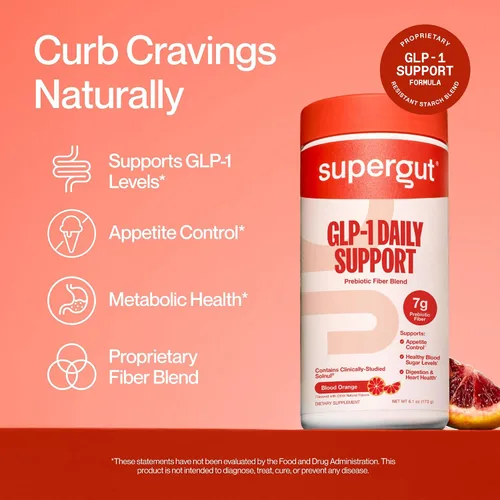 Miniatura 2 de Supergut GLP1 Daily Support - Suplemento en polvo GLP-1 de alto contenido de fibra para mujeres y hombres, mezcla de bebida sin azúcar para la salud