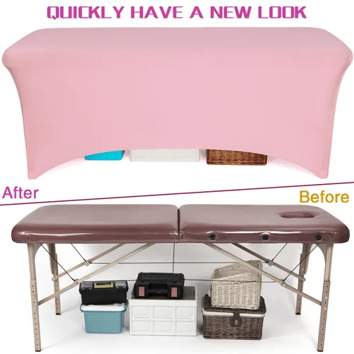 Miniatura 5 de 2 fundas de cama de color rosa para mesa de pestañas de 6 pies o cama de masaje, extensión de pestañas de elastano, funda de cama de elastano