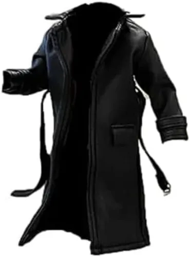 Soldado a Escala 1/12 Abrigo de Trinchera de Cuero Sintético Negro Articulado Modelo para Figura de 6 Pulgadas