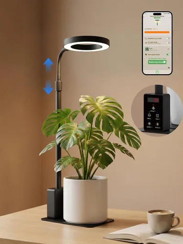 GLOWRIUM Luces LED inteligentes de cultivo para plantas de interior, luz de escritorio para plantas con control de aplicación Bluetooth, lámpara de