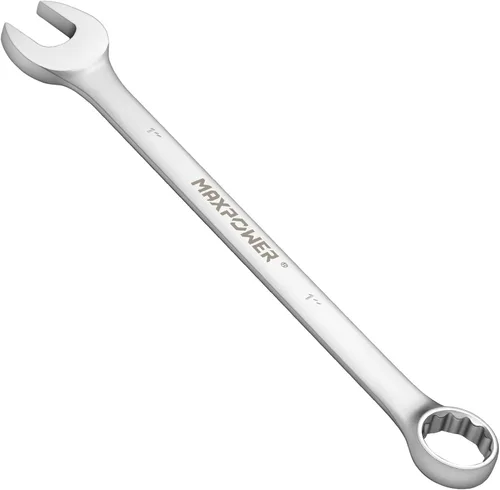 MAXPOWER Llave combinada de 1 pulgada, llaves de grado industrial con extremo de caja de 12 puntos, acero al cromo vanadio duradero con diseño de