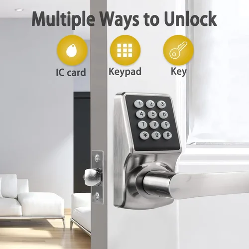 Miniatura 3 de Cerradura de puerta con teclado con asa, cerradura de puerta digital con juego de teclado, cerraduras de puerta de entrada sin llave con asa