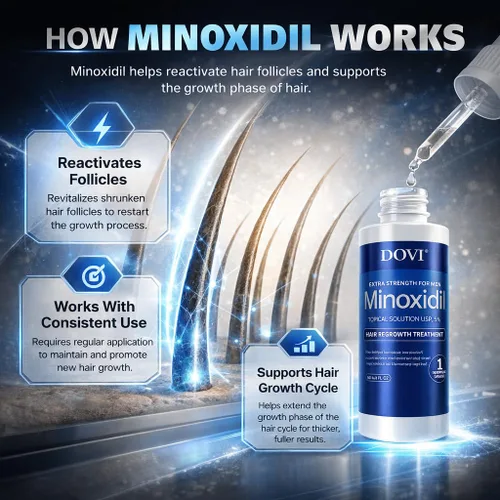 Miniatura 7 de Dovi Minoxidil - Tratamiento para el crecimiento del cabello al 5% para hombres, solución tópica avanzada extra fuerte, suministro de 6 meses, ayuda